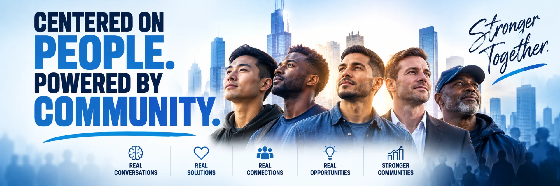 Centered on men. Supported by community. Who belongs at the table? Twenty-one industries — healthcare and hospitals, mental health, pharmaceutical and medical technology, financial services, technology and AI, automotive, aviation and aerospace, skilled trades, workforce development, sports, fitness and recovery, food and nutrition, grooming and personal care, travel and hospitality, logistics, retail, telecommunications, media and entertainment, universities and colleges, foundations, and community organizations — coming together for real conversations, real solutions, real connections, real opportunities, and stronger communities.